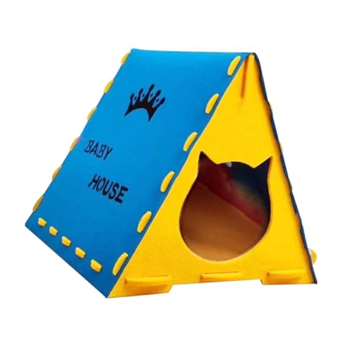 perfk Cat House Kitten Shelter House Kratzer im Innengebrauch (einfach) 16,93inchx15.75inchx15.75inch Kätzchen Schlafbett, Blau von perfk