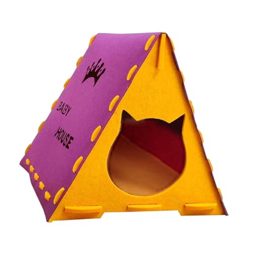 perfk Cat House Kitten Shelter House Kratzer im Innengebrauch (einfach) 16,93inchx15.75inchx15.75inch Kätzchen Schlafbett, Lila von perfk