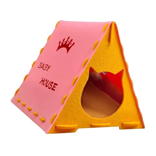 perfk Cat House Kitten Shelter House Kratzer im Innengebrauch (einfach) 16,93inchx15.75inchx15.75inch Kätzchen Schlafbett, Rosa von perfk