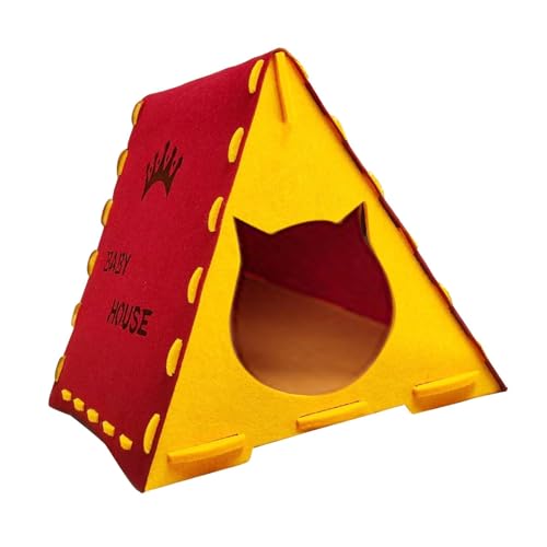 perfk Cat House Kitten Shelter House Kratzer im Innengebrauch (einfach) 16,93inchx15.75inchx15.75inch Kätzchen Schlafbett, Rot von perfk