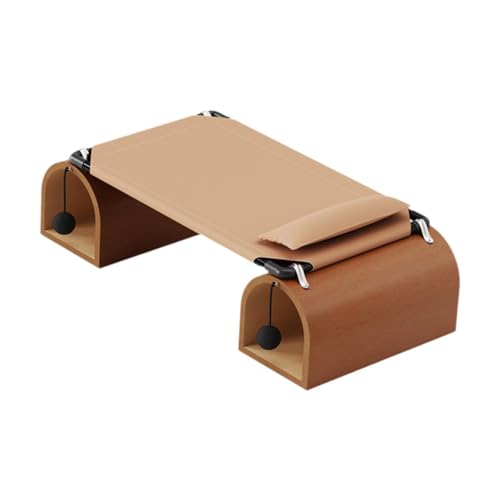 perfk Erhöhte Katzenbettliege, tragbar, abnehmbar, bequem, stabil, Katzenhängematte aus Holz, Haustierbett für Rasen, Wohnzimmer, Terrasse, Balkon, Kaffee von perfk