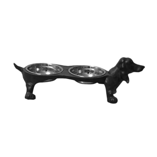 perfk Erhöhte Katzenhundschalen Fütterungsstation Haustier Feeder abnehmbar rostfeste für kleine mittelgroße und große Hunde mit Standkatze, Hundeform von perfk