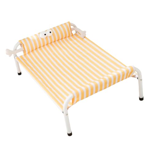 perfk Erhöhtes Hundebett, Haustier-Hängematte, Metallrahmen, tragbar, wasserdicht, rutschfest, Sommer-Haustierbett, erhöhtes Kinderbett für Katzen, Hunde, Gelb, L perfk Erhöhtes Hundebett, Haustier-Hängematte, Metallrahmen, tragbar, wasserdicht, rutschfest, Sommer-Haustierbett, erhöhtes Kinderbett für Katzen, Hunde, Gelb, L von perfk