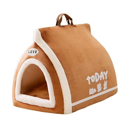 perfk Faltbares, weiches Zwingerbett, Katzennest, Welpenhöhle mit Griff, selbstwärmendes Katzenbett, Höhle, Haustierzelt für den Innenbereich, für Kätzchen, Brown S perfk Faltbares, weiches Zwingerbett, Katzennest, Welpenhöhle mit Griff, selbstwärmendes Katzenbett, Höhle, Haustierzelt für den Innenbereich, für Kätzchen, Brown S von perfk