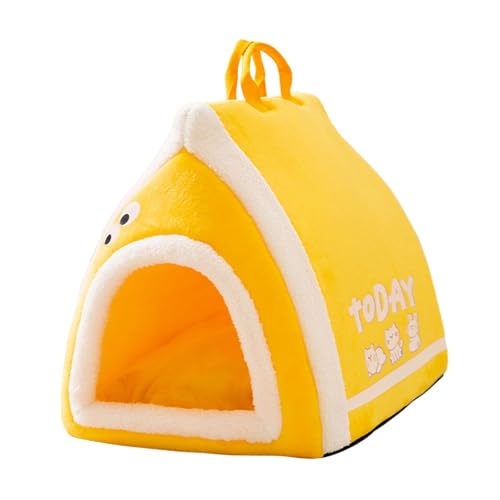 perfk Faltbares, weiches Zwingerbett, Katzennest, Welpenhöhle mit Griff, selbstwärmendes Katzenbett, Höhle, Haustierzelt für den Innenbereich, für Kätzchen, Yellow S perfk Faltbares, weiches Zwingerbett, Katzennest, Welpenhöhle mit Griff, selbstwärmendes Katzenbett, Höhle, Haustierzelt für den Innenbereich, für Kätzchen, Yellow S von perfk