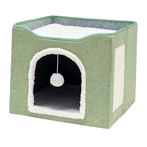 perfk Faltbares Katzenbett Interaktives Spielspielzeug Grind Claws Komfortables Kätzchenhöhlen-Kratzbrett Scratcher Pad Kennel Sleeping Bed Pet Supplies, hellgrün von perfk
