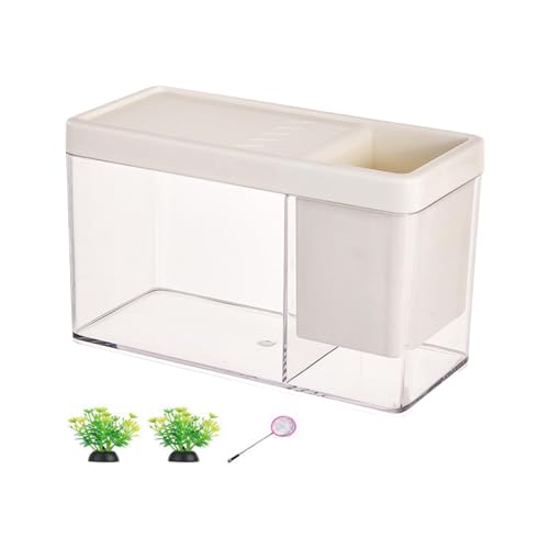 perfk Fischglas-Kits, Fischtank, tragbarer Tank mit klarer Oberfläche, Aquarium-Terrarium für Regalwerkzeuge, Haushalts-Hydroponikpflanzen, Muscheln, Cremeweiß perfk Fischglas-Kits, Fischtank, tragbarer Tank mit klarer Oberfläche, Aquarium-Terrarium für Regalwerkzeuge, Haushalts-Hydroponikpflanzen, Muscheln, Cremeweiß von perfk