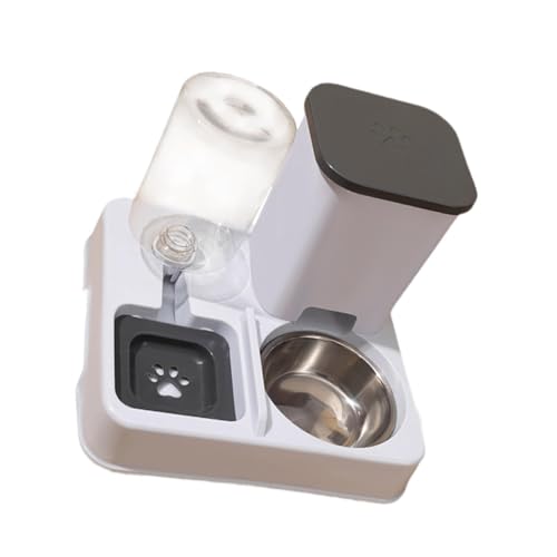 perfk Futterautomat für Tiere, 2 in 1 Futter Und Wasserset, Einfacher Behälter für Katzen Und Kaninchen, Grau-weiß perfk Futterautomat für Tiere, 2 in 1 Futter Und Wasserset, Einfacher Behälter für Katzen Und Kaninchen, Grau-weiß von perfk