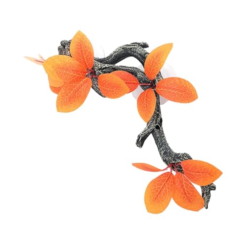 perfk Gecko Pflanzenornament Kletterbaum Zweig Dekor Hintergrund mit Blättern Krabbe Chamäleon Künstliche Eckzweig, Orange Blätter perfk Gecko Pflanzenornament Kletterbaum Zweig Dekor Hintergrund mit Blättern Krabbe Chamäleon Künstliche Eckzweig, Orange Blätter von perfk