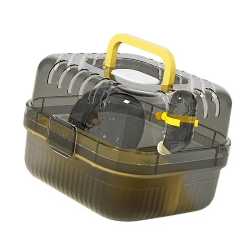 perfk Großer Hamsterkäfig, Tragetasche, Belüftung, transparent, mit Wasserflasche, Kleintierkäfig, Lebensraum für Igel, Kaninchen, Kurzkopfgleitbeutler, Gelb von perfk