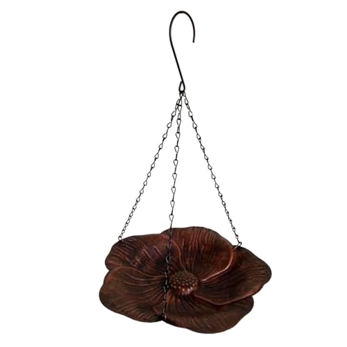 perfk Hängende Vogelfutterstation für draußen, Vogelbad aus Eisen, stabile Gartendekoration, Futternapf für Vögel für Terrasse, Rasen, Außenbereich, Bronze von perfk