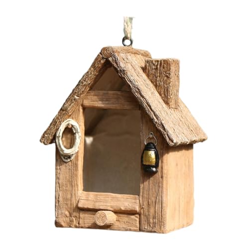 perfk Hängendes Vogelhaus, Käfig, Harz, Vogelhaus, Ornament für Gartengeschenke, Vogelschutz, Vogelzuchtbox für den Finkengarten, Hausform perfk Hängendes Vogelhaus, Käfig, Harz, Vogelhaus, Ornament für Gartengeschenke, Vogelschutz, Vogelzuchtbox für den Finkengarten, Hausform von perfk