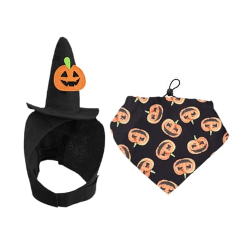 perfk Halloween-Haustierkostüm, lustiges Set aus Hut und Bandana, süß, kreative Verkleidung für Welpen, Hunde und Katzen, Cosplay-Dekoration, Black L perfk Halloween-Haustierkostüm, lustiges Set aus Hut und Bandana, süß, kreative Verkleidung für Welpen, Hunde und Katzen, Cosplay-Dekoration, Black L von perfk