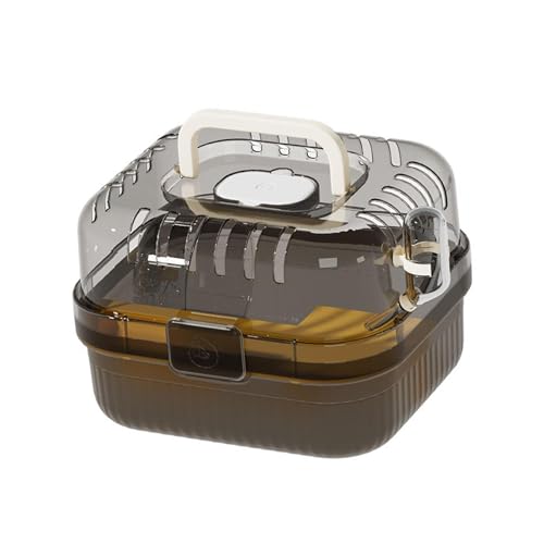 perfk Hamster Cage Carry Case Transparent Lüftung Hamster Lebensraum mit Griff Kleiner Tierkäfig für Frettchen -Ratten -Eichhörnchen, Gelb von perfk