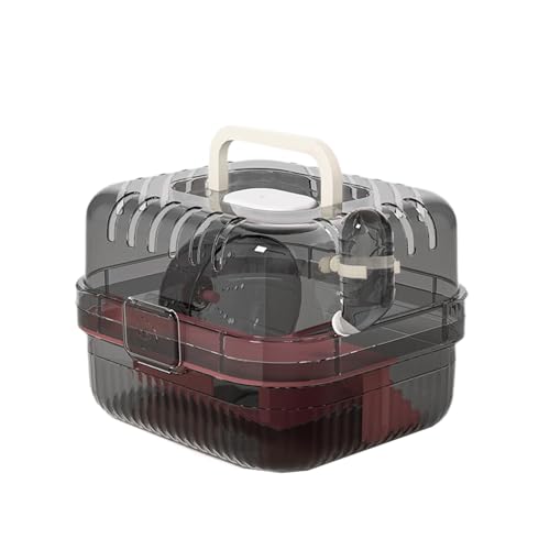 perfk Hamster Cage Carry Case Transparent Lüftung Hamster Lebensraum mit Griff Kleiner Tierkäfig für Frettchen -Ratten -Eichhörnchen, Rosa von perfk