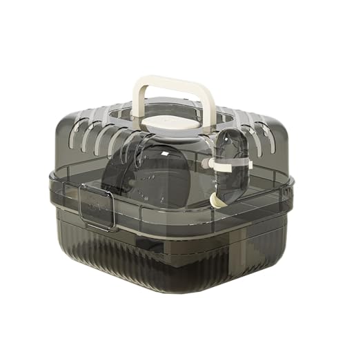 perfk Hamster Cage Carry Case Transparent Lüftung Hamster Lebensraum mit Griff Kleiner Tierkäfig für Frettchen -Ratten -Eichhörnchen, Weiß von perfk