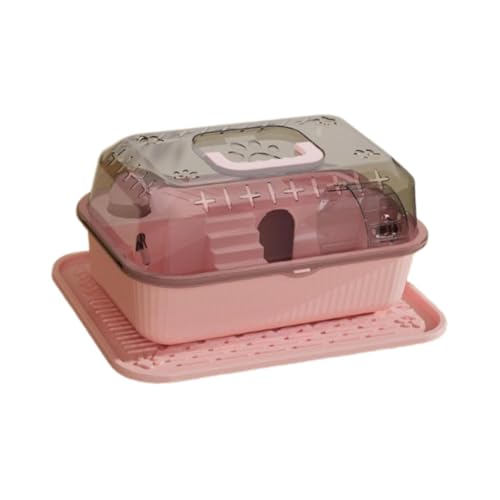 perfk Hamster Haus Hamster Versteck atmungsaktivem tragbares Griff Hamster Outdoor -Gehäuse kleine Haustiere Spielen Hütte für Meerschweinchen -Chinchilla, Rosa von perfk