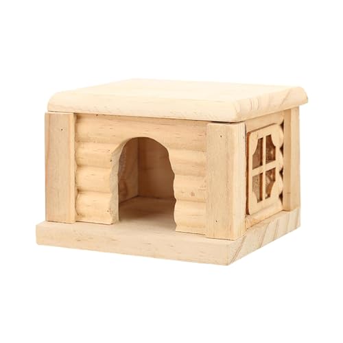 perfk Hamster-Holzhaus für Kleintiere, Haustierhaus mit Fenster, Hamsterversteck für Mäuse, Chinchillas, syrische Hamster, Kleintiere von perfk