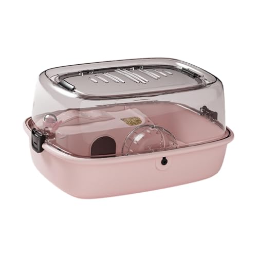 perfk Hamster Käfig Kleine Tierkäfiglüftung mit offenbarem Oberteil, klares Hamster Habitat House für Rennmäuse, Mäuse, Hasenzuckergleiter, Rosa von perfk