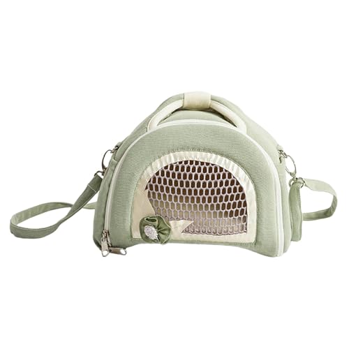 perfk Hamster-Reisetragetasche mit Tragegriff und Riemen mit Netzfenster, Mäuse-Reisetasche für Frettchen, Kleintiere, Chinchilla, Grün von perfk