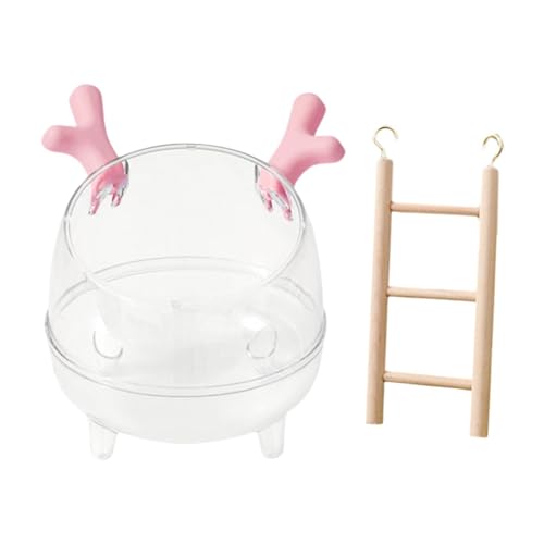 perfk Hamster Sand Badewanne Sandkiste mit Leiter Habitat Dekor klare Toilette Kleine Tierdusche Versteck für Hamster kleines Tier, Rosa von perfk