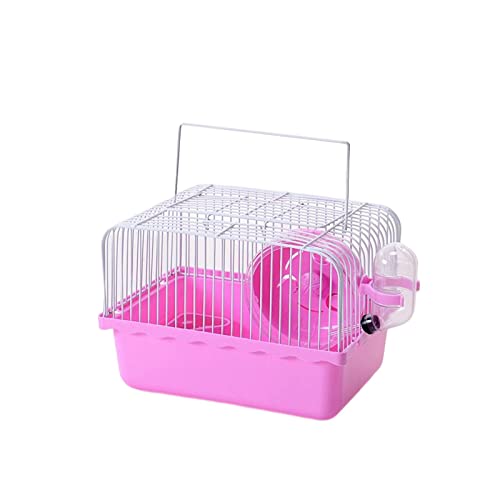Hamsterkäfig Kleine Wasserflasche Zubehör Geschirrzubehör Futterbox Hamsterspielzeug Tragetasche Transportkäfig für Gerbil Habitat House, ROSA von perfk