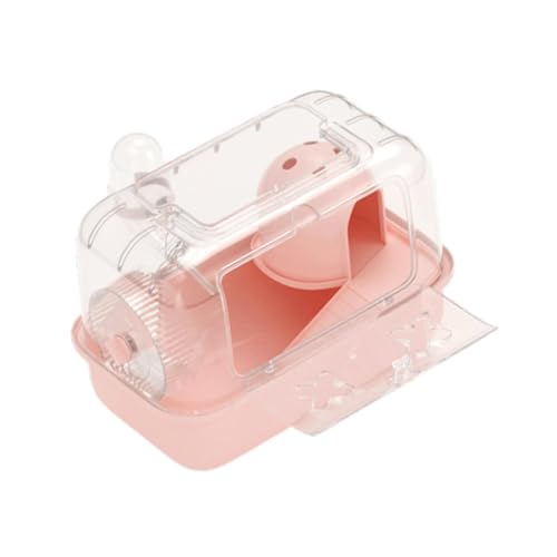 perfk Hamsterkäfig mit Tragegriff mit Wasserflasche tragbarer Lebensraum Übung für Ratten Hedgehog Zuckergleiter, Rosa von perfk