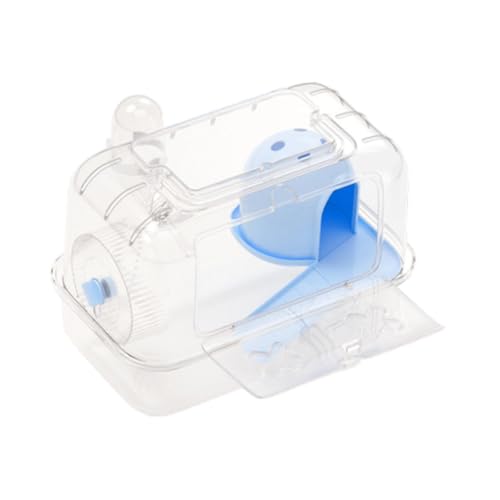perfk Hamsterkäfig mit Tragegriff mit Wasserflasche tragbarer Lebensraum Übung für Ratten Hedgehog Zuckergleiter, Transparent Blau von perfk