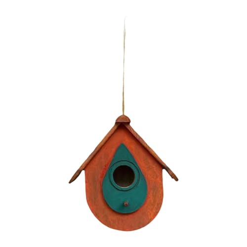 perfk Hanges Vogelhaus außerhalb dekorativer Vogelhaus Ruhestand handgefertigte Gartendekoration für Terrassen Zaunbäume Hof, Orange von perfk
