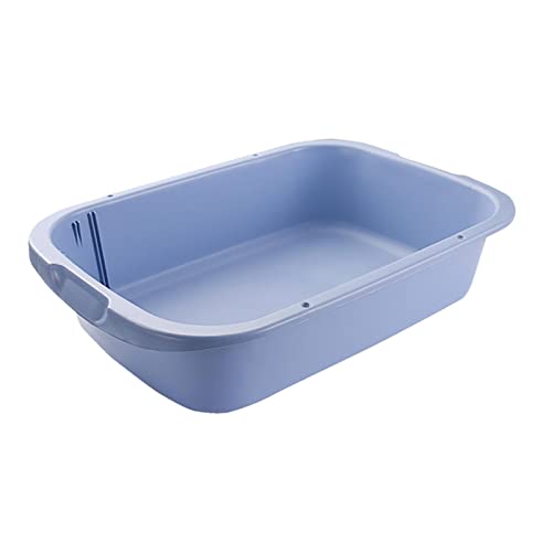 perfk Haustier-Katzentoilette Töpfchen Toiletten-Katzentoilette Toilette Sandkasten Behälter Spritzwassergeschützt Leicht zu reinigen Offene Katzentoilette, Blau 36x30x10cm von perfk