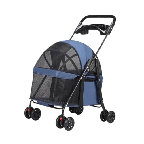 perfk Haustier-Kinderwagen, 4 Räder, Katzen-Kinderwagen, multifunktionaler, Faltbarer Trolley, leicht, für kleine Haustiere, Hunde, Katzen, Kätzchen, Dunkelblau perfk Haustier-Kinderwagen, 4 Räder, Katzen-Kinderwagen, multifunktionaler, Faltbarer Trolley, leicht, für kleine Haustiere, Hunde, Katzen, Kätzchen, Dunkelblau von perfk