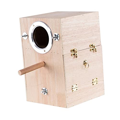 perfk Haustier-Papagei-Zuchtbox, Sittich-Nistkasten, Vogelhaus-Käfig-Schraffur-Holz-Paarungsbox für Nymphensittich-Wellensittich-Garten im Innenbereich, Rechts hängend von perfk