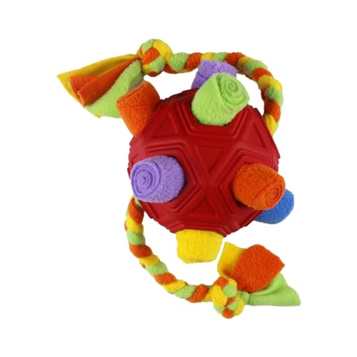 perfk Haustier-Schnüffelball-Spielzeug, interaktives Hunde-Puzzle-Spielzeug, Leckerli-Spender, tragbar, bissfest, Hunde-Schnüffelball, Slow-Food-Training, roter Ball von perfk