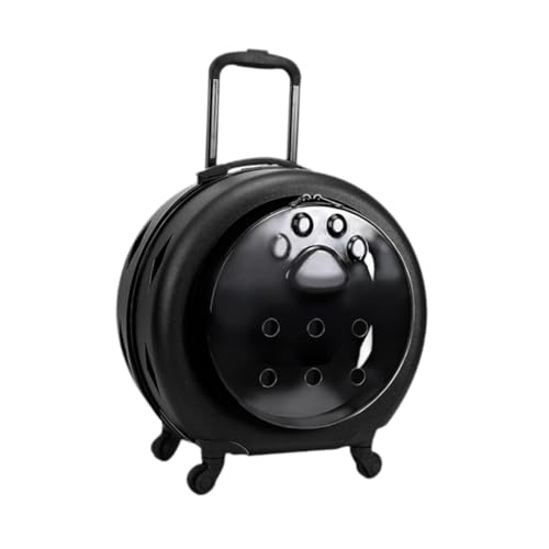 perfk Haustier-Trolley-Kiste mit Rädern Katzen-Welpen-Hundeträger-Tragetasche Atmungsaktive Hundetrolleys auf Rädern für Reisen im Freien, Schwarz perfk Haustier-Trolley-Kiste mit Rädern Katzen-Welpen-Hundeträger-Tragetasche Atmungsaktive Hundetrolleys auf Rädern für Reisen im Freien, Schwarz von perfk