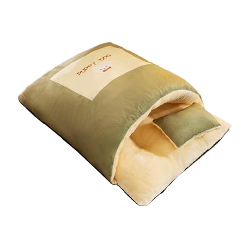 perfk Haustierbett, Schlafsack für Haustiere, Katzen, mit Kissen, warm, halbgeschlossen, waschbar, für Welpen, kleine Hunde, Sack, Höhle, niedliche, L Green perfk Haustierbett, Schlafsack für Haustiere, Katzen, mit Kissen, warm, halbgeschlossen, waschbar, für Welpen, kleine Hunde, Sack, Höhle, niedliche, L Green von perfk
