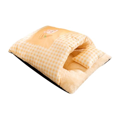 perfk Haustierbett, Schlafsack für Haustiere, Katzen, mit Kissen, warm, halbgeschlossen, waschbar, für Welpen, kleine Hunde, Sack, Höhle, niedliche, L Yellow perfk Haustierbett, Schlafsack für Haustiere, Katzen, mit Kissen, warm, halbgeschlossen, waschbar, für Welpen, kleine Hunde, Sack, Höhle, niedliche, L Yellow von perfk