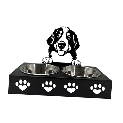 perfk Haustierhundschale, erhöhte Welpenfutterautomaten, Welpenwasserständer, Hundeschale erhöhte Katzenschüssel Doppelkatze Schüssel für Welpenkätzchen, B von perfk