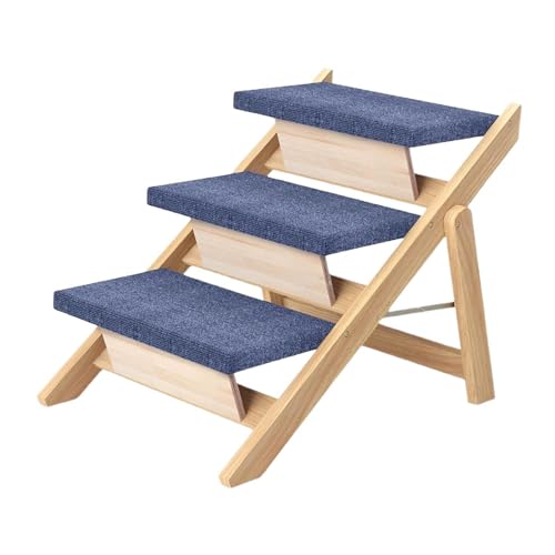 perfk Haustiertreppe aus Holz, Haustierstufen, verstellbare Neigung, mit Teppichboden ausgelegt, einfacher Aufstieg für kleine und ältere Tiere, Faltbare, 3 Schritte perfk Haustiertreppe aus Holz, Haustierstufen, verstellbare Neigung, mit Teppichboden ausgelegt, einfacher Aufstieg für kleine und ältere Tiere, Faltbare, 3 Schritte von perfk
