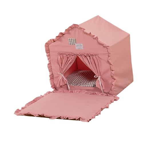 perfk Haustierzelt, Nest, Hundehütte, rutschfest, tragbares Haustierhaus, waschbar, Abnehmbarer Unterschlupf mit Kissen zum Ausruhen von Welpen und Kätzchen, ROSA perfk Haustierzelt, Nest, Hundehütte, rutschfest, tragbares Haustierhaus, waschbar, Abnehmbarer Unterschlupf mit Kissen zum Ausruhen von Welpen und Kätzchen, ROSA von perfk