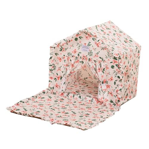 perfk Haustierzelt, Nest, Hundehütte, rutschfest, tragbares Haustierhaus, waschbar, Abnehmbarer Unterschlupf mit Kissen zum Ausruhen von Welpen und Kätzchen, Rosa Blumen perfk Haustierzelt, Nest, Hundehütte, rutschfest, tragbares Haustierhaus, waschbar, Abnehmbarer Unterschlupf mit Kissen zum Ausruhen von Welpen und Kätzchen, Rosa Blumen von perfk