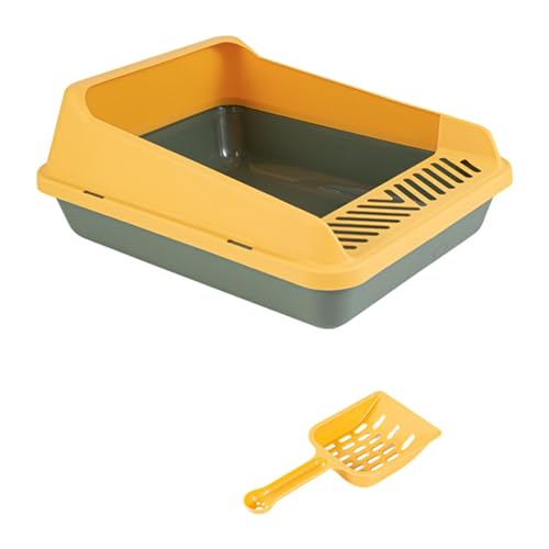 perfk Hochseitige Katzentoilette, offene Katzentoilette, Bettpfanne für alle Arten von Katzen, abnehmbare Haustier-Katzentoilette, Sandkasten mit vorderer, L Grün Gelb perfk Hochseitige Katzentoilette, offene Katzentoilette, Bettpfanne für alle Arten von Katzen, abnehmbare Haustier-Katzentoilette, Sandkasten mit vorderer, L Grün Gelb von perfk