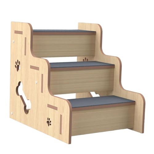 perfk Hölzerne Haustreppe für hohe Bett, Accessoires, weiche Hundestiefhundkletterleiter für ältere Hunde kleine Haustiere kleine Hunde Katzen Innenräume, 3 Schichten perfk Hölzerne Haustreppe für hohe Bett, Accessoires, weiche Hundestiefhundkletterleiter für ältere Hunde kleine Haustiere kleine Hunde Katzen Innenräume, 3 Schichten von perfk