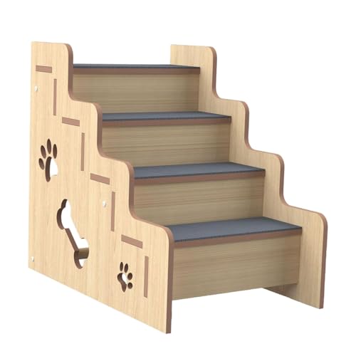 perfk Hölzerne Haustreppe für hohe Bett, Accessoires, weiche Hundestiefhundkletterleiter für ältere Hunde kleine Haustiere kleine Hunde Katzen Innenräume, 4 Schichten perfk Hölzerne Haustreppe für hohe Bett, Accessoires, weiche Hundestiefhundkletterleiter für ältere Hunde kleine Haustiere kleine Hunde Katzen Innenräume, 4 Schichten von perfk