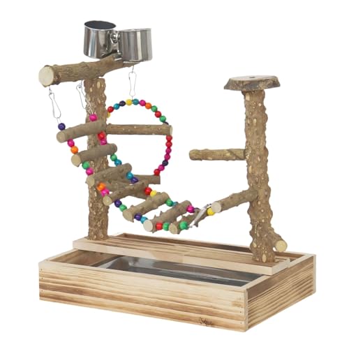 perfk Hölzerner Vogelspielplatz, Papageien, Spielständer, Plattform, Vögel, Kauspielzeug, Vogelspielhalle für Wellensittiche, Kakadus, Käfigzubehör perfk Hölzerner Vogelspielplatz, Papageien, Spielständer, Plattform, Vögel, Kauspielzeug, Vogelspielhalle für Wellensittiche, Kakadus, Käfigzubehör von perfk