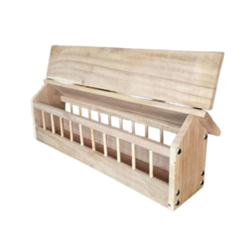 perfk Holzpaarung Feeder Geflügel Trog Schale weniger Abfall Vögel liefert Geflügelfutterspender Hühnerfuttermittel für Gartenküken, 40x11x7cm von perfk