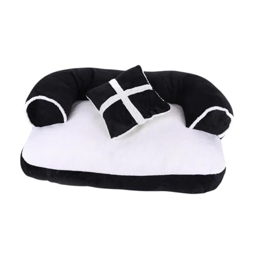 perfk Hunde Couch Bett Haustiersofa, modisch, komfortabel, tragbar weich mit waschbarer Abdeckung u Form für Welpen in der Innenkatzen, Schwarz-Weiss perfk Hunde Couch Bett Haustiersofa, modisch, komfortabel, tragbar weich mit waschbarer Abdeckung u Form für Welpen in der Innenkatzen, Schwarz-Weiss von perfk