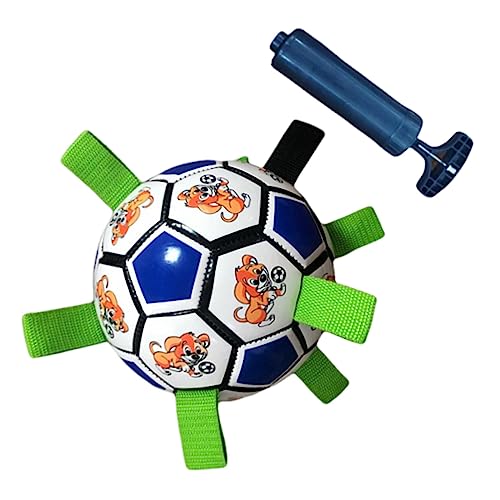 perfk Hunde-Fußball-Spielzeug, Tauziehen, Haustierspielzeug, Hüteball für Hunde für kleine und große, Blau von perfk