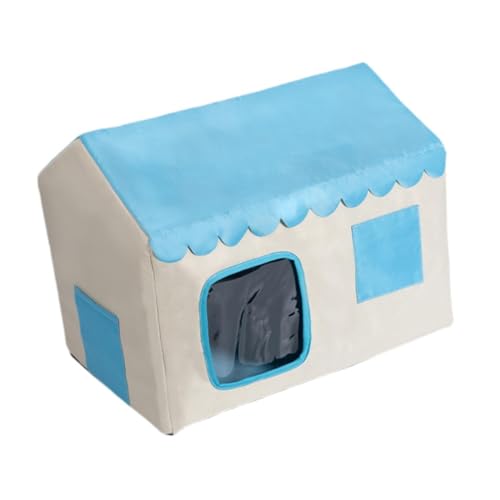 perfk Hundehütte, Katzenunterschlupf, Hundematte, Kühlbettmatte, Katzenspielzeug, Hundebett mit Fenster, verdicktes Haustierheim, wasserdicht für Welpen im, Blau perfk Hundehütte, Katzenunterschlupf, Hundematte, Kühlbettmatte, Katzenspielzeug, Hundebett mit Fenster, verdicktes Haustierheim, wasserdicht für Welpen im, Blau von perfk
