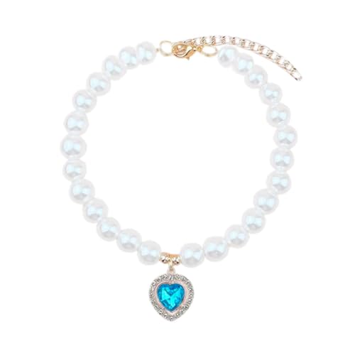 perfk Hundekatze Perlen Halskette Haustier Schmuck Outfit Kotze Elegante verstellbare Hundekragen Halskette für kleine Hunde Kätzchenpartys, L von perfk