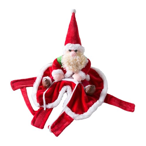 perfk Hundekostüm Weihnachtsmann Bekleidung Hunde Haustier Cosplay Kostüm Lustige Verkleidung Lustige Dekoration Weihnachtsmannmütze Umhang für Welpenhunde, L von perfk